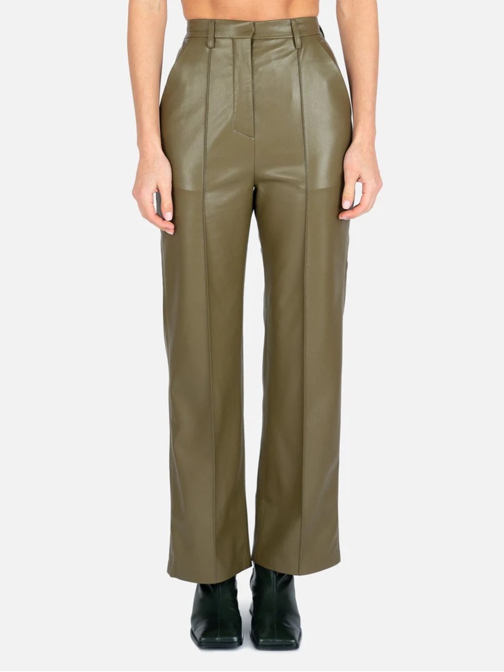 Anthropologie Olive Green Faux Leather Pants